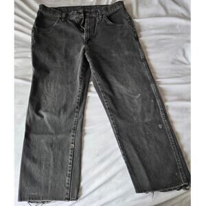 90's RUSTLER Faded Distressed Streetwear Grunge Black/Gray Straight Jeans 34X30